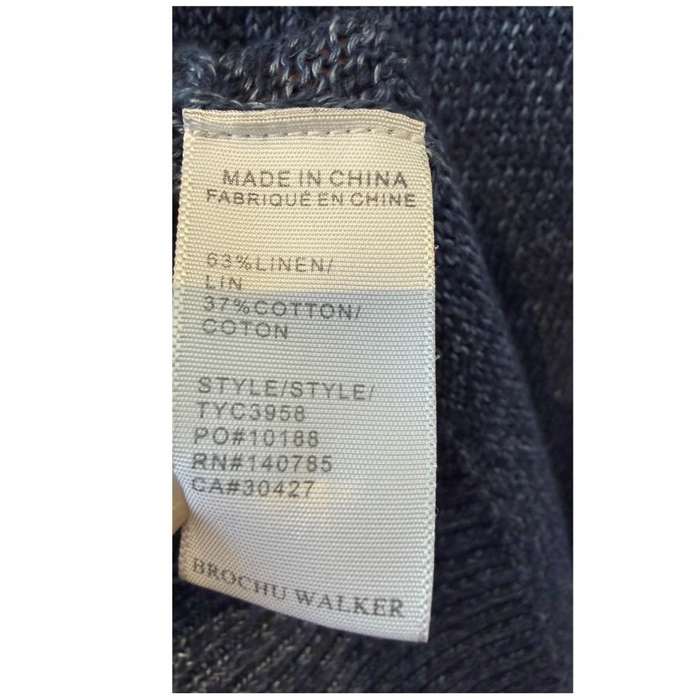 Brochu Walker Blue Cotton Linen Cardigan Sweater Sz M Relaxed Minimalist - Picture 10 of 13
